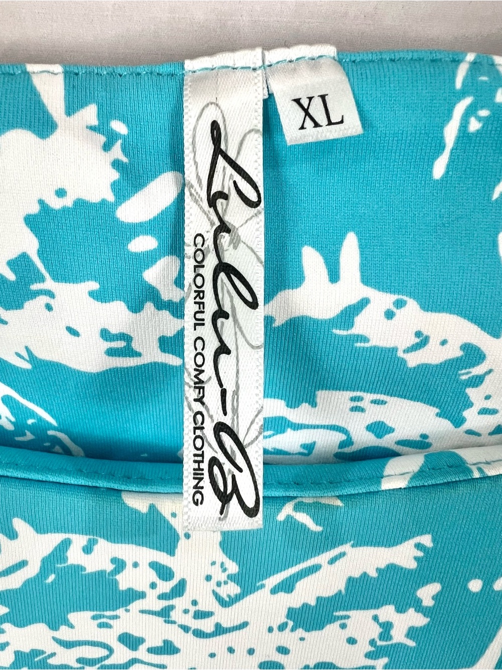 Lulu B UPF 50 Cooling Turquoise Aqua Palm Tree Print Sleeveless Shift Dress - Picture 5 of 8